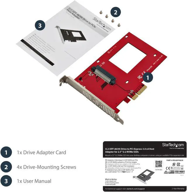 Alt view image 4 of 5 - StarTech PEX4SFF8639 StarTech.com U.2 to PCIe Adapter - x4 PCIe - For 2.5" U.2 NVMe SSD - SFF-8639 PCIe Adapter - U.2 SSD - PCIe SSD - U.2 drive