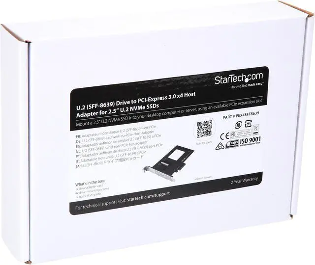 Alt view image 5 of 5 - StarTech PEX4SFF8639 StarTech.com U.2 to PCIe Adapter - x4 PCIe - For 2.5" U.2 NVMe SSD - SFF-8639 PCIe Adapter - U.2 SSD - PCIe SSD - U.2 drive