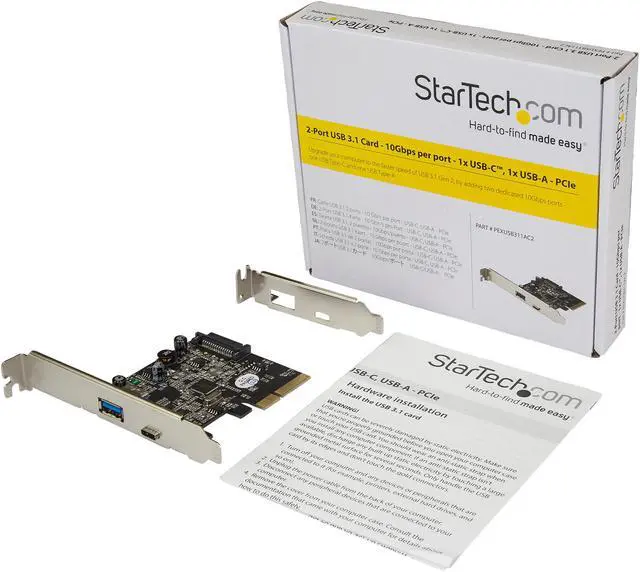 Alt view image 5 of 6 - StarTech PEXUSB311AC2 Dual Port USB 3.1 Card – 1x USB-C – 1x USB-A – 10Gbps per port – Expansion Card – USB 3.1 PCI-E Card – USB 3 PCI
