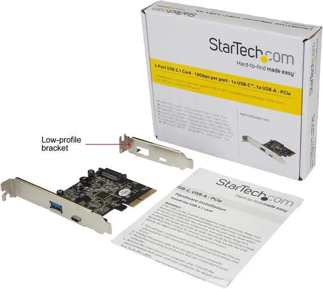 Alt view image 6 of 6 - StarTech PEXUSB311AC2 Dual Port USB 3.1 Card – 1x USB-C – 1x USB-A – 10Gbps per port – Expansion Card – USB 3.1 PCI-E Card – USB 3 PCI