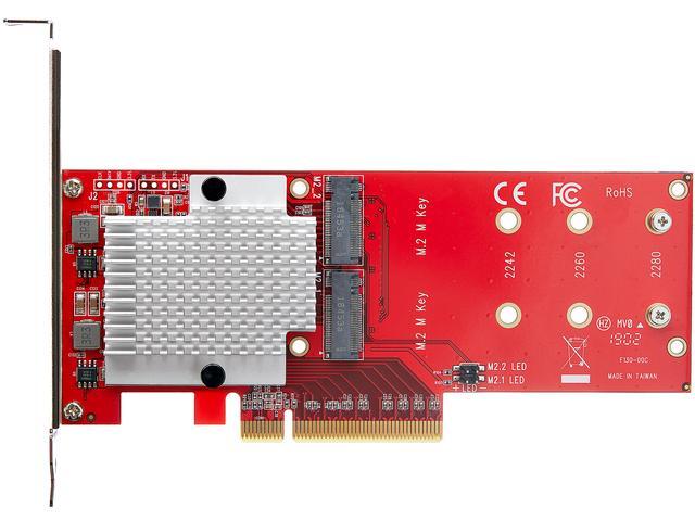 PCIe 3.0 To NVMe (2) M.2 Adapter For M.2 (M Key) SSD, PCIe X8
