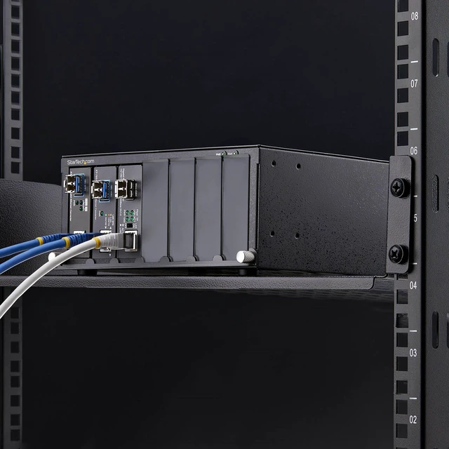 Alt view image 8 of 8 - StarTech MCM7-MEDIA-CHASSIS 7-Slot Unmanaged Media Converter Chassis for MCM Media Converter Series, Full Power Isolation, Active Cooling, 10in Rackmount, TAA Compliant