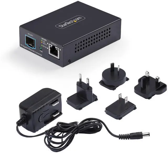 Alt view image 4 of 5 - StarTech10GbE Multi-Gigabit Open SFP+ Fiber Media Converter, Standalone 10 Gigabit Ethernet RJ-45 to 10GBASE-X SFP+, Single-Mode / Multi-Mode, 16K Jumbo Frames - TAA, MCM10G6SSFP