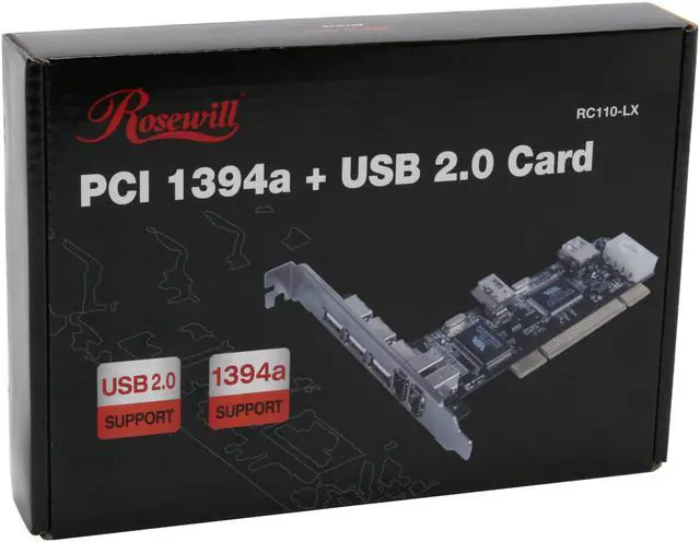 Alt view image 7 of 7 - Rosewill 3+1 USB 2.0/ 2+1 1394a VIA PCI Add On Card Model RC-110-LX Replacement For RC-110