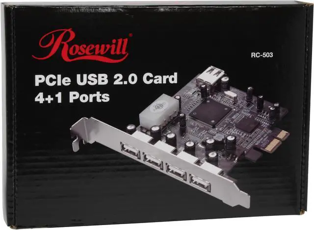 Alt view image 7 of 7 - Rosewill NEC 4+1 Ports USB 2.0 PCIE Card Model RC-503
