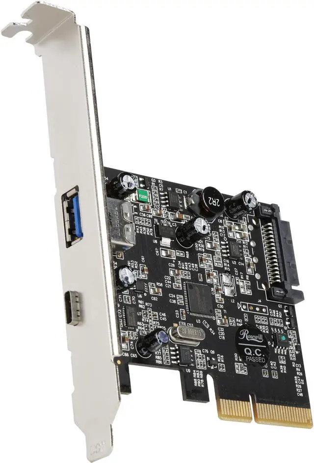 Main image of Rosewill RC-509 PCI-E (PCI Express) to USB 3.1 (Type A +Type C) Expansion Card USB 3.1 Gen II SuperSpeed 10Gbps Internal 15-Pin Power Connector USB-C Port 3A Charging Power With Asmedia Chipset