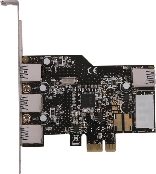 Alt view image 3 of 6 - Koutech 4-Port SuperSpeed USB 3.0 PCI Express (x1) (3x Ext + 1x Int) with 4-pin Molex Power Connector Model IO-PEU434