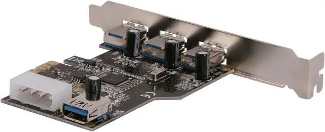 Alt view image 5 of 6 - Koutech 4-Port SuperSpeed USB 3.0 PCI Express (x1) (3x Ext + 1x Int) with 4-pin Molex Power Connector Model IO-PEU434