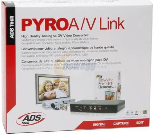 Alt view image 6 of 6 - ADS Tech ADS TECH PYRO A/V Link w/Adobe Elements V4 Video Device API-557-EFS IEEE 1394 Interface