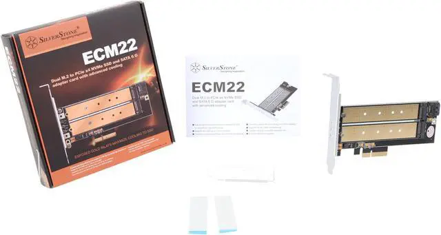 Alt view image 4 of 4 - Silverstone SST-ECM22 Dual M.2 to PCIe x4 NVMe SSD and SATA 6 G Adapter Card with Advanced Cooling