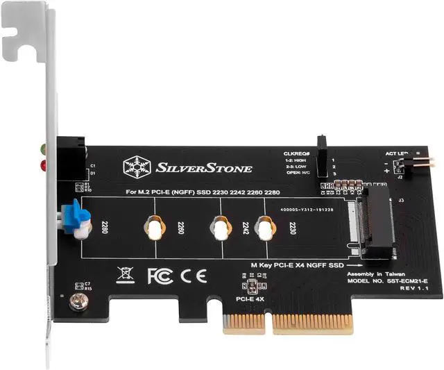 Alt view image 2 of 17 - Silverstone SST-ECM21-E Screwless design M.2 PCIe/NVMe SSD to PCIe x 4 Add-On Card