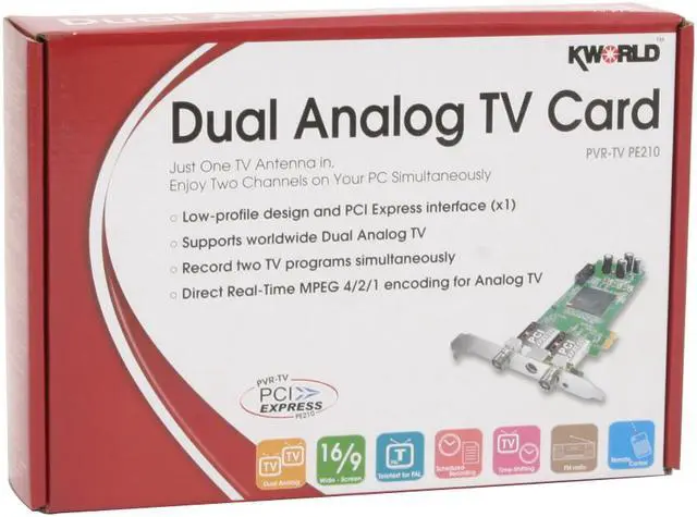 Alt view image 8 of 8 - KWORLD Dual Analog TV Tuner VS-TVPE210RF PCI-Express x1 Interface