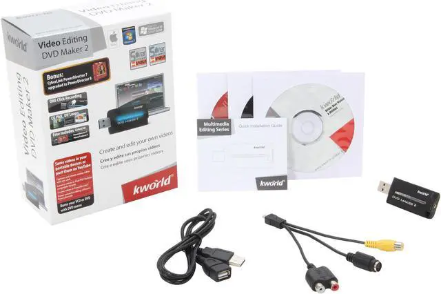 Alt view image 5 of 5 - KWorld USB Video Editing Device VHS to DVD Maker 2 with Cyberlink Power Direct 7 software