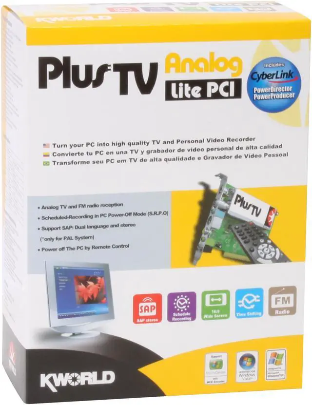 Alt view image 11 of 11 - KWORLD PlusTV Analog Lite PCI TV Tuner Capture Card w/ Remote PVR-TV 7134SE PCI Interface
