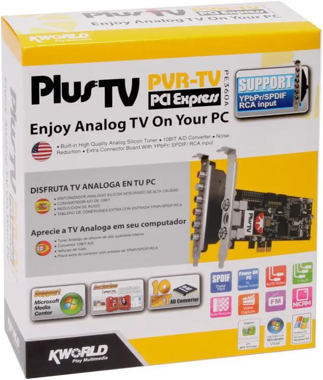 Alt view image 8 of 8 - KWorld PVRTV-PE360-A PlusTV Analog PCIExpress Pro