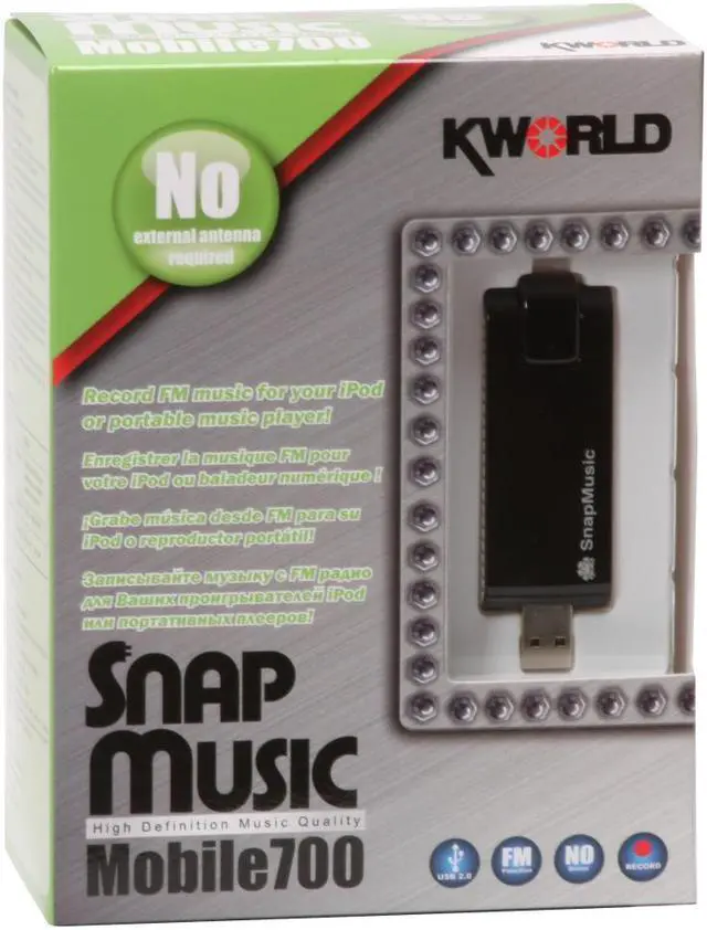 Alt view image 6 of 6 - KWorld FM-700 SnapMusic Mobile 700 USB FM Tuner and Captuer