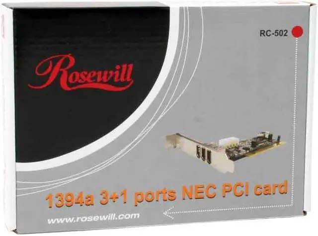 Alt view image 9 of 9 - Rosewill RC-502 NEC 3+1 Port Firewire/1394a Low-Profile PCI Card (ULEAD 8.0 VS-SE + Cable Bundle) Model RC-502