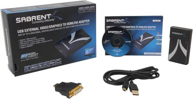 Alt view image 5 of 5 - SABRENT USB-HRHD USB 2.0 To HDMI Or DVI External Video Card Adapter (Link Up To 6 Additional Displays)