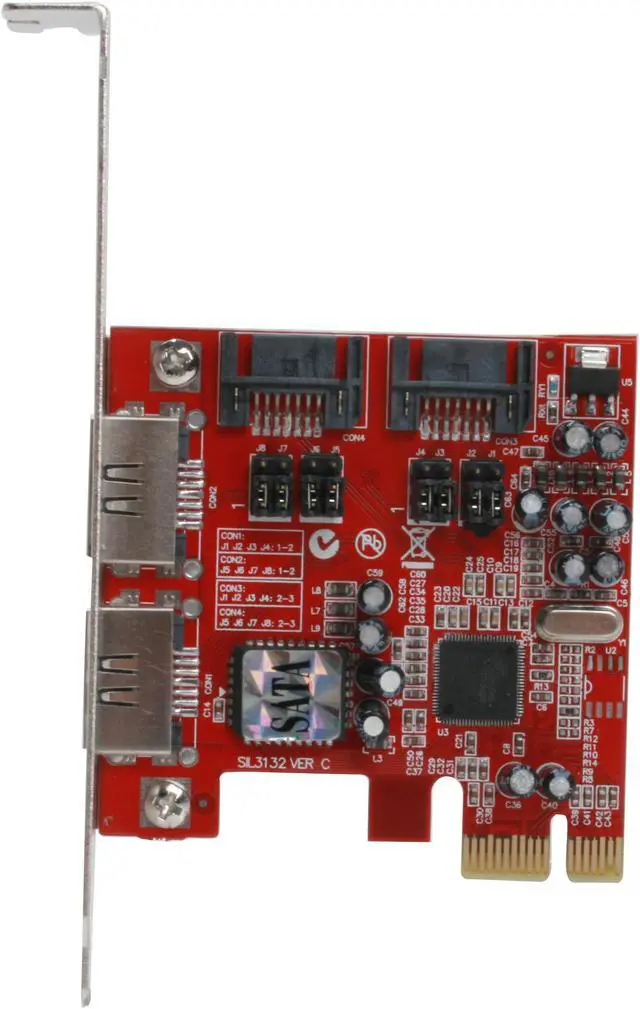 Alt view image 2 of 7 - MASSCOOL PCI-e 4 port SATA2  (SIL3132 Chip) Model XWT-PCIE10