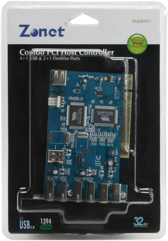 Alt view image 5 of 5 - Zonet 4+1 USB / 2+1 Firewire Ports Combo PCI Host Controller Model ZUC2401
