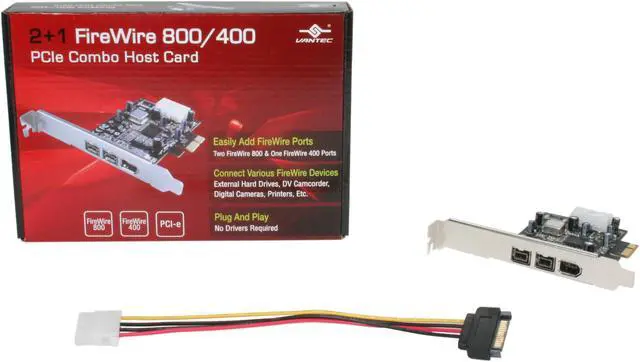 Alt view image 6 of 5 - VANTEC 2+1 FireWire 800/400 PCIe Combo Host Card Model UGT-FW210