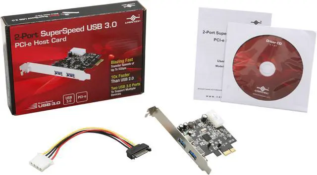 Alt view image 5 of 5 - VANTEC 2-Port SuperSpeed USB 3.0 PCI-e Host Card Model UGT-PC312 Renesas/NEC Chip