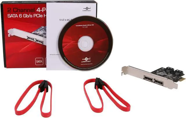 Alt view image 5 of 5 - VANTEC 2 Channel 4-Port SATA 6 Gb/s PCIe Host Card Model UGT-ST622