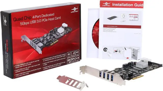 Alt view image 6 of 5 - VANTEC Quad Chip 4-Port Dedicated 5Gbps USB 3.0 PCIe Host Card Model UGT-PCE430-4C