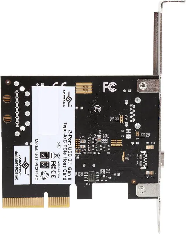 Alt view image 5 of 5 - VANTEC 2-Port USB 3.1 Gen II Type A/C PCIe Host Card Model UGT-PC371AC