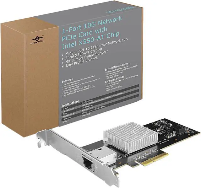 Alt view image 6 of 6 - VANTEC UGT-PC200GNA 1-Port 10G Network PCIe Card With Intel X550-AT Chip