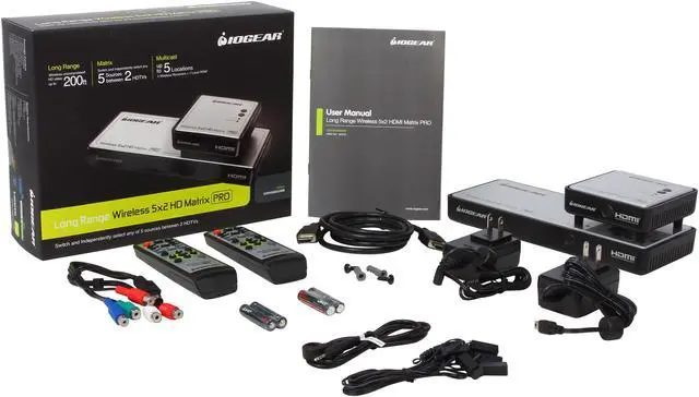 Alt view image 7 of 7 - IOGEAR Long Range Wireless 5x2 HDMI Matrix PRO GWHDMS52MB