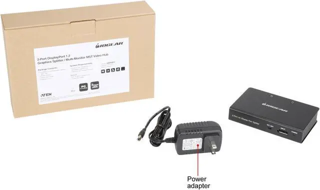 Alt view image 6 of 6 - IOGEAR 2-Port DisplayPort 1.2 Cinema 4K Splitter & Multi-Monitor MST Hub GDPSP2