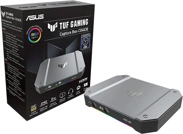 Alt view image 5 of 6 - ASUS TUF Gaming Video Capture Card(CU4K30) 4K/2K/1080p120, Near-Zero Latency, HDR Passthrough, USB 3.2, RGB Lighting, Certified for OBS™, USB 3.2 Plug & Play, Record & Stream with PC, PS5, Xbox, Switch