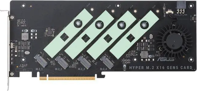 Alt view image 4 of 8 - ASUS Hyper M.2 x16 Gen5 Card (PCIe 5.0/4.0) supports four NVMe M.2 (2242/2260/2280/22110) devices up to 512 Gbps for AMD and Intel® platform RAID functions.