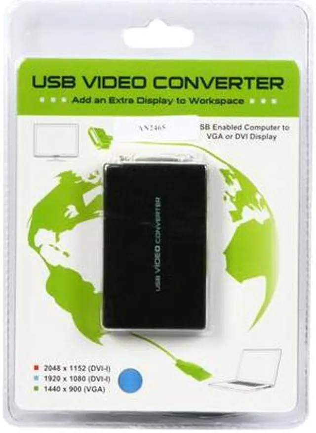 Alt view image 6 of 6 - GWC USB 2.0 Display Adapter (DVI to VGA Converter included) – HD AN2465 USB to DVI Interface, USB to VGA Interface