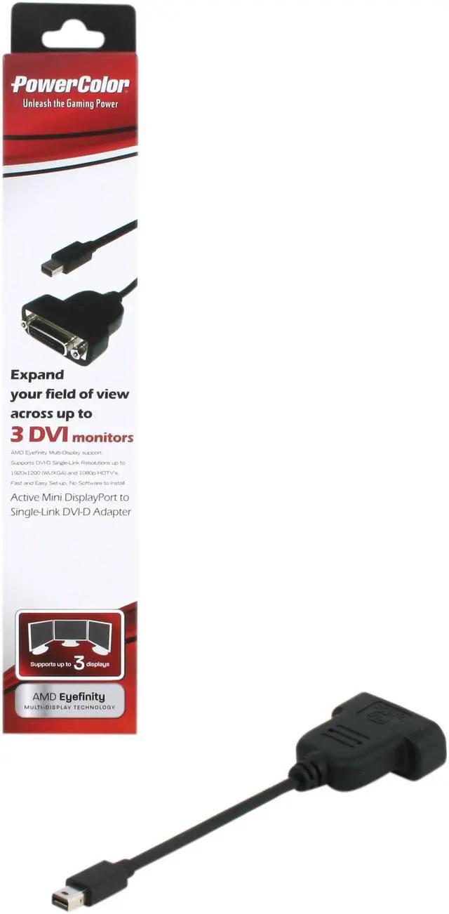 Alt view image 4 of 4 - POWERCOLOR ACTIVE MDP TO SL DVI Active Mini DisplayPort to Single-Link DVI-D Adapter