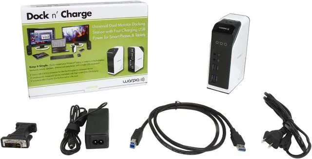 Alt view image 6 of 6 - Warpia SWP240 USB 3.0 Universal Dual Monitor Docking Station with Fast Charging USB Power