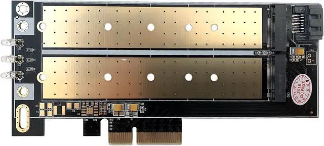 Alt view image 2 of 5 - Micro Connectors M.2 NVMe + M.2 SATA 110mm SSD PCIe x4 Adapter with Heat Sink Model PCIE-M21101HS
