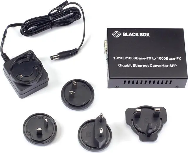 Alt view image 4 of 4 - Black Box Pure Networking Gigabit Ethernet (1000-Mbps) Media Converter - 10/100/1000-Mbps Copper to 1000-Mbps Fiber SFP LGC210A-R2