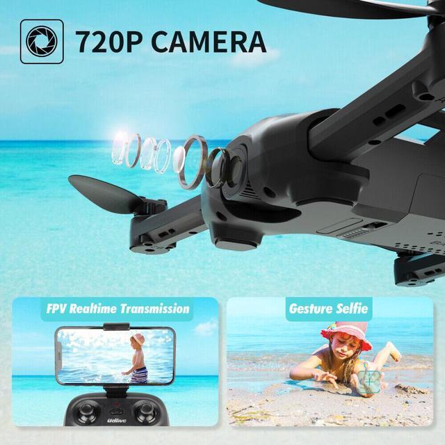 Alt view image 2 of 11 - UDIRC Foldable FPV Video Drone with 720P HD Camera & 2 Batteries Black