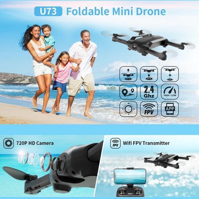 Alt view image 10 of 11 - UDIRC Foldable FPV Video Drone with 720P HD Camera & 2 Batteries Black