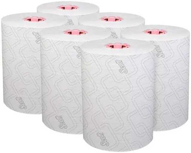 Alt view image 3 of 5 - Scott Control Slimroll Hard Roll Paper Towels (47032) for Slimroll Dispensers (Pink Core), Fast-Drying Absorbency Pockets, White, 6 Rolls / Case, 580' / Roll, 3,480' / Case