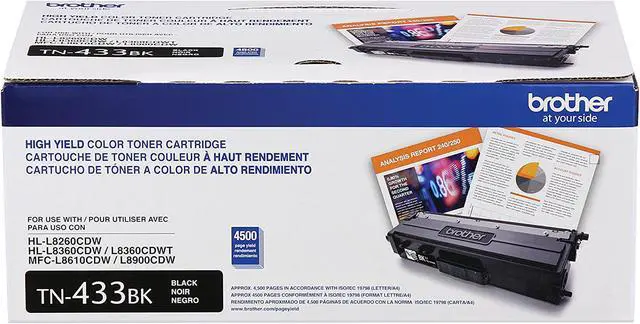Alt view image 2 of 2 - Brother International - TN433BK - Brother TN433BK Original Toner Cartridge - Black - Laser - High Yield - 4500 Pages - 1