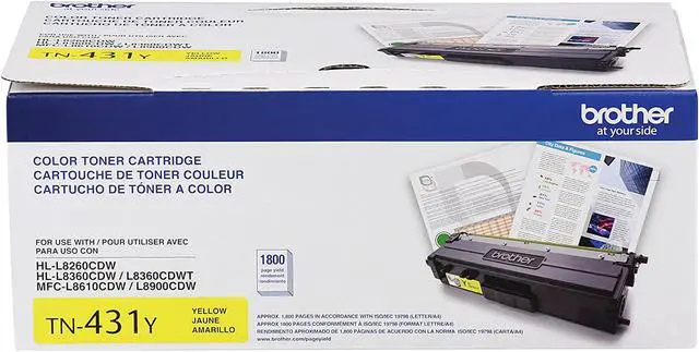 Alt view image 2 of 2 - Brother International - TN431Y - Brother TN431Y Original Toner Cartridge - Yellow - Laser - Standard Yield - 1800 Pages