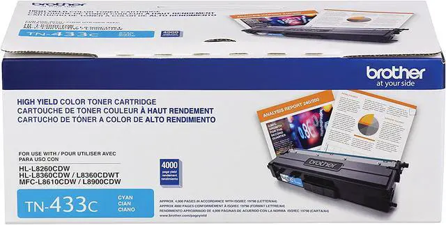 Alt view image 2 of 3 - Brother International - TN433C - Brother TN433C Original Toner Cartridge - Cyan - Laser - High Yield - 4000 Pages - 1