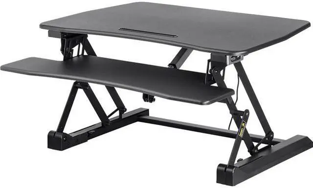 Main image of Monoprice Electric Sit-Stand Riser Desk Converter - Black (35.4 x 23.2in) Table Top for Single Display, Height Adjustable 5.9"-18.9"