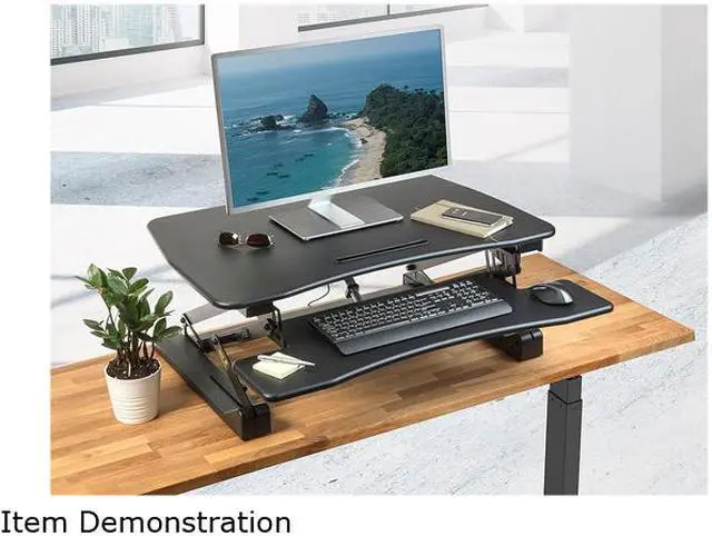 Alt view image 6 of 6 - Monoprice Electric Sit-Stand Riser Desk Converter - Black (35.4 x 23.2in) Table Top for Single Display, Height Adjustable 5.9"-18.9"
