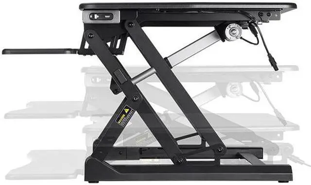 Alt view image 3 of 6 - Monoprice Electric Sit-Stand Riser Desk Converter - Black (35.4 x 23.2in) Table Top for Single Display, Height Adjustable 5.9"-18.9"