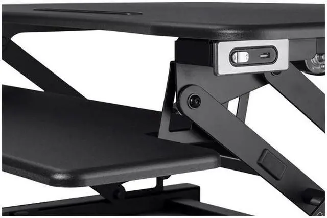 Alt view image 5 of 6 - Monoprice Electric Sit-Stand Riser Desk Converter - Black (35.4 x 23.2in) Table Top for Single Display, Height Adjustable 5.9"-18.9"