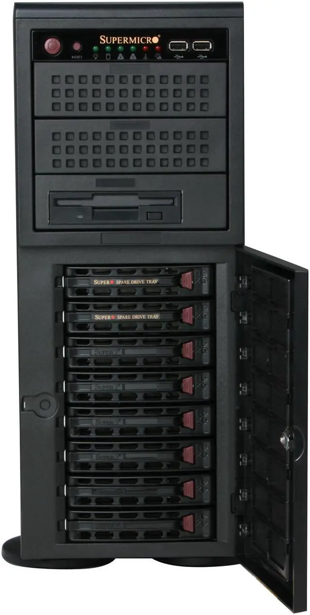 Alt view image 2 of 8 - SUPERMICRO SYS-7045W-NTR+B 4U Rackmountable / Tower Server Barebone Dual LGA 771 Intel 5400 DDRII 800/667/533